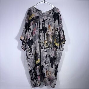 T by Transparente Artistic Abstract Print Dress in Black, Gray, Yellow One Size